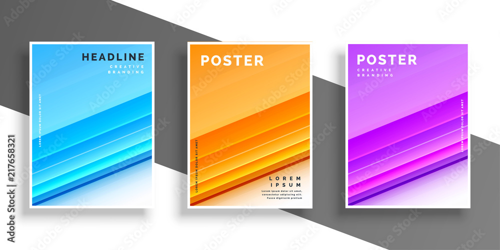 Fototapeta premium three color modern cover design template or flyer