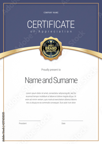 Certificate template. Diploma of modern design or gift certificate.