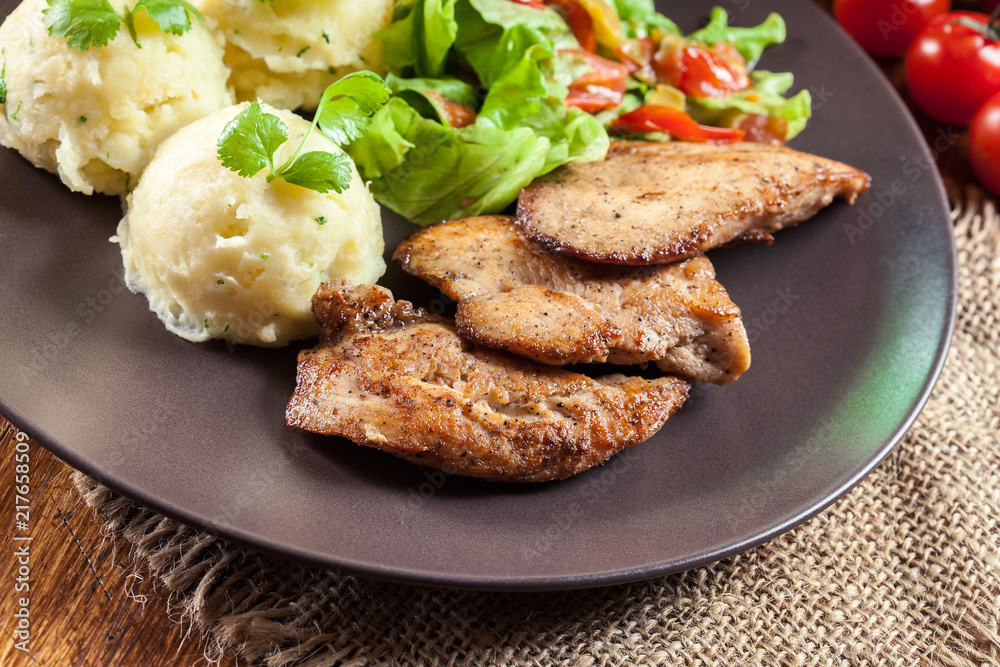Chicken fillets breast with mashed potatoes