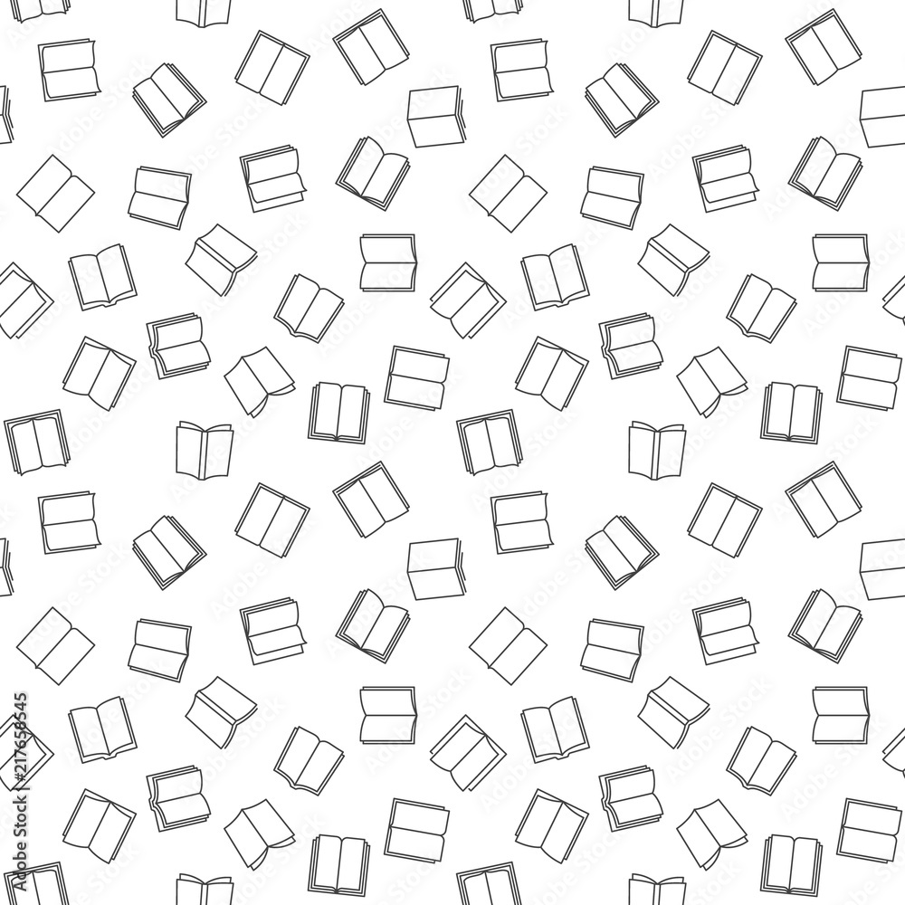 Book minimal seamless outline pattern. Vector background