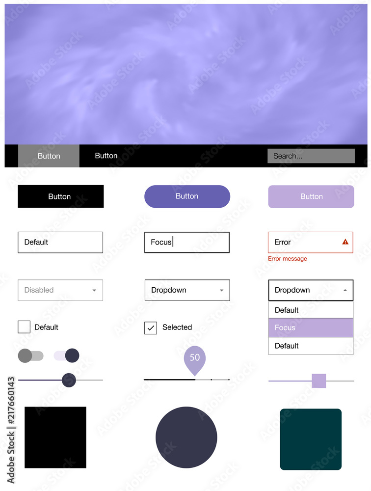 Light Purple vector web ui kit with nebula stars.