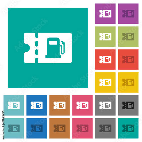 Fueling discount coupon square flat multi colored icons