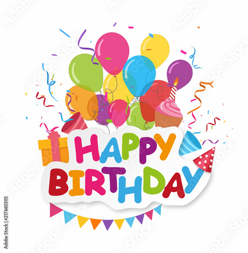 Happy birthday celebration design with colorful confetti