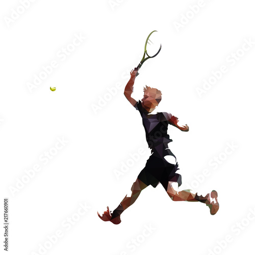 Tennis player hitting ball, forehand. Isolated vector illustration. Active people © michalsanca