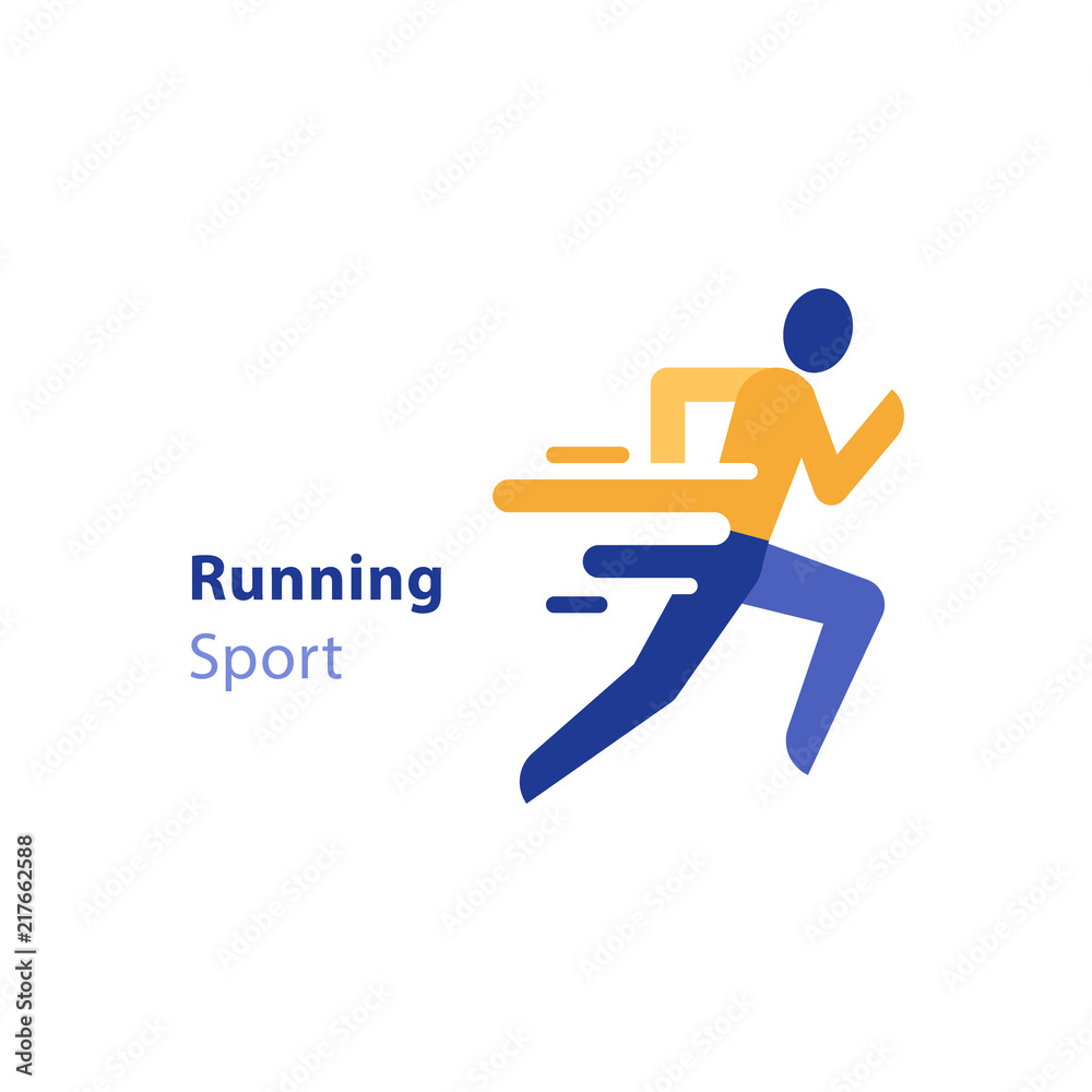 Marathon event, running activity, abstract runner, triathlon, vector icon