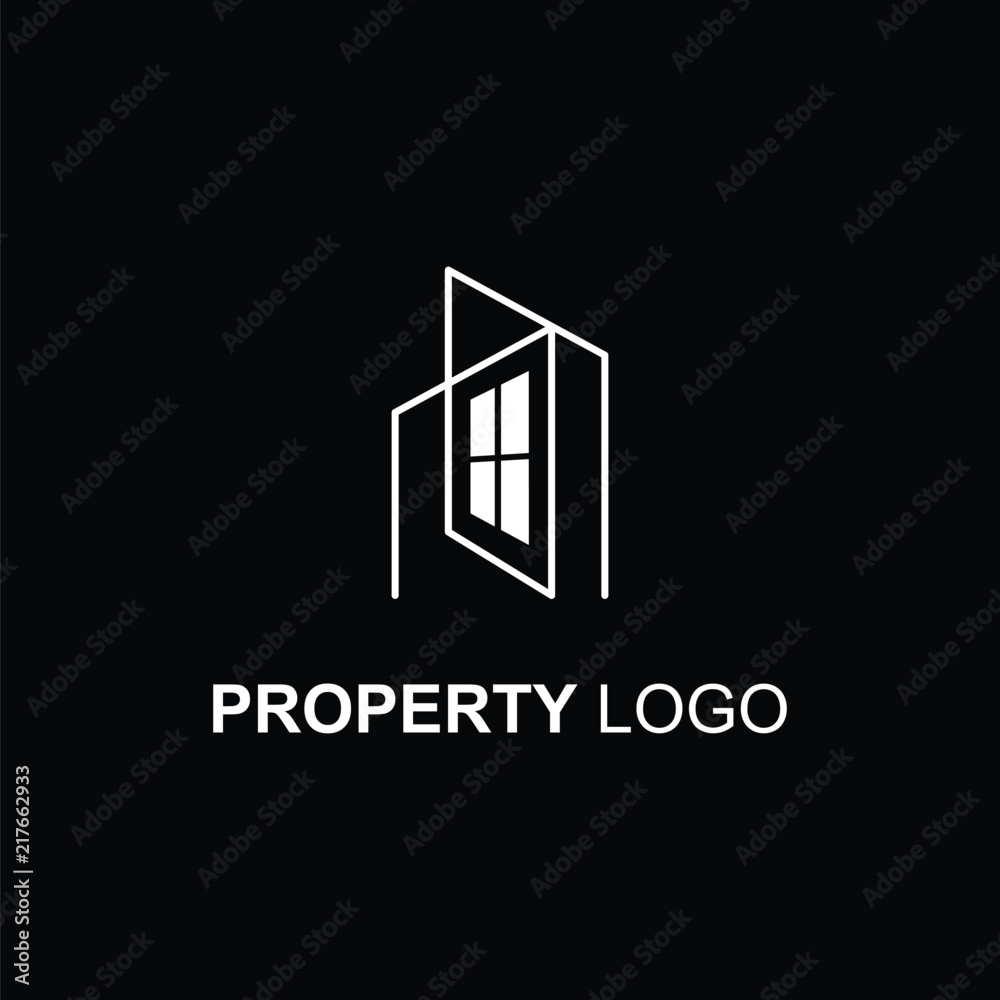 Property logo template with windows gestalt technique. Minimalist icon memorable concept. Property logo template with windows gestalt technique. Minimalist icon memorable concept.