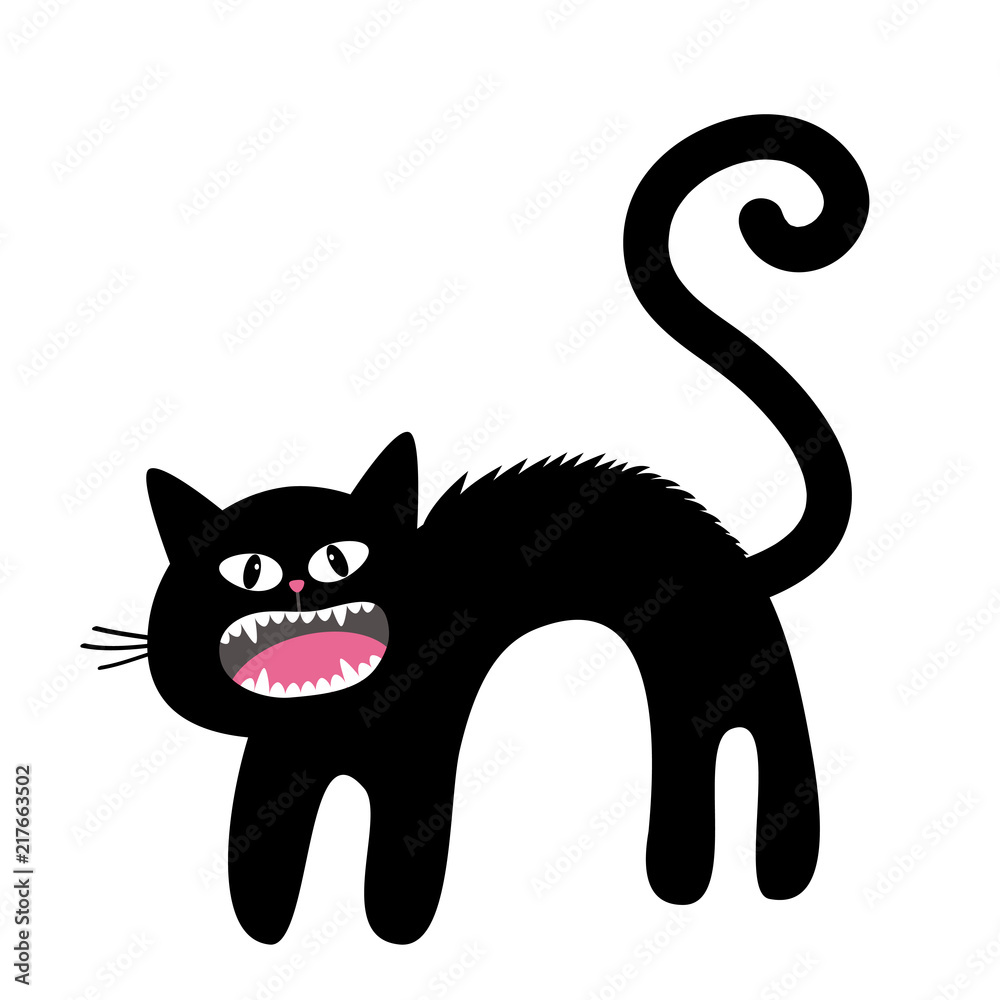 cartoon scared black cat