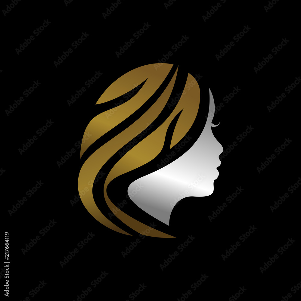 Women head logo abstract. Creative brand icon for hair treatment and salon  beauty agency. Stock Vector | Adobe Stock