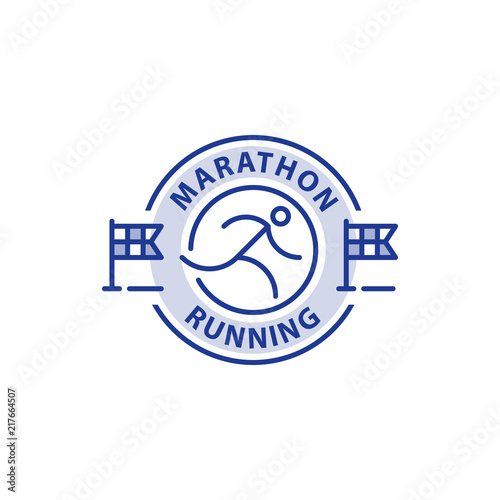 Marathon event, running logo, sports challenge, vector line icon