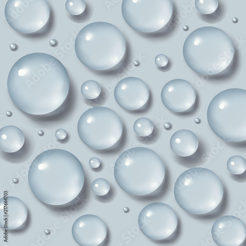Drops of water. Abstract liquid background. 3d realistic vector illustration. Realism style. Macro