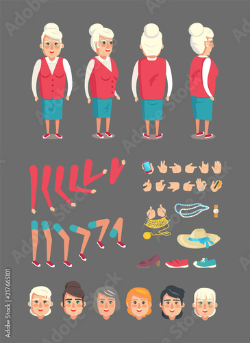 Cute Granny Isolated on Dark Background Banner