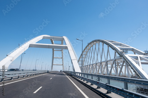 Fototapeta Naklejka Na Ścianę i Meble -  Cars go on the Crimean automobile bridge