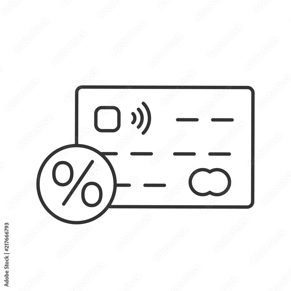 Credit card interest rate linear icon
