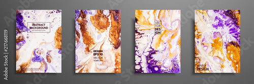 Abstract painting  can be used as a trendy background for wallpapers  posters  cards  invitations  websites. Modern artwork. Marble effect painting. Mixed blue  purple and orange paints.