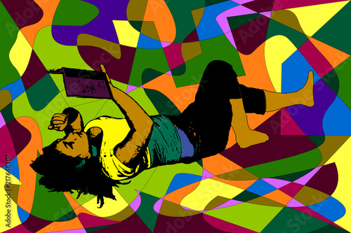 abstract vector picture of a profile of a female body