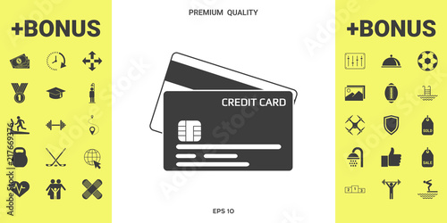 Credit card with a chip and magnetic stripe -  icon