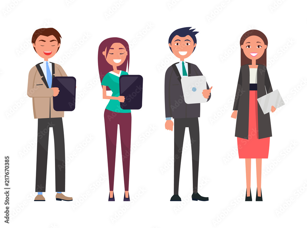 Modern Office People With Tablets and Documents