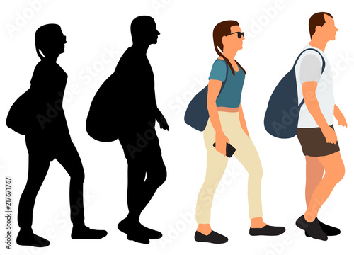  isolated, walking people silhouette