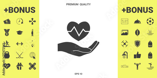 Hand holding heart. Medical icon