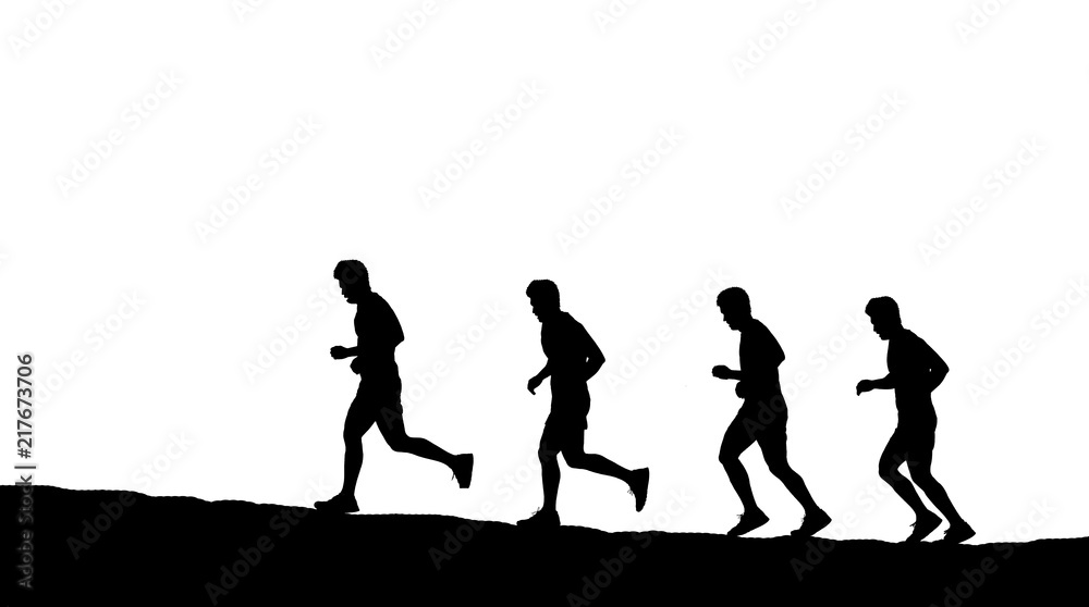 Running man silhouette on white background