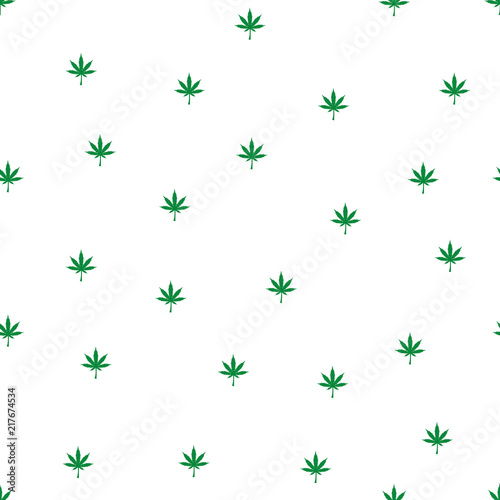 Seamless pattern with marijuana leaf. Cannabis background. Pattern can be used for fabric design, wallpaper, wrapping papers. Isolated vector illustration.