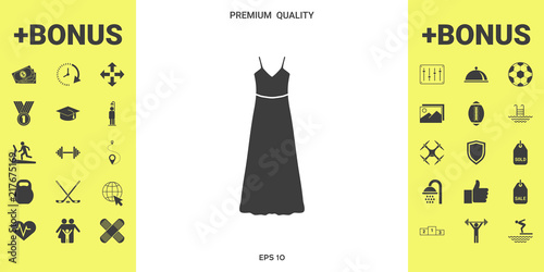 Long Dress, Evening dress or sundress with belt , the silhouette. Menu item in the web design