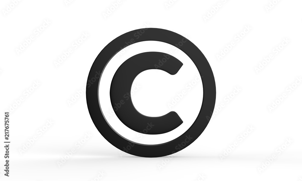 3D copyright symbol on isolated white background, 3d illustration 3D copyright symbol on isolated white background, 3d illustration
