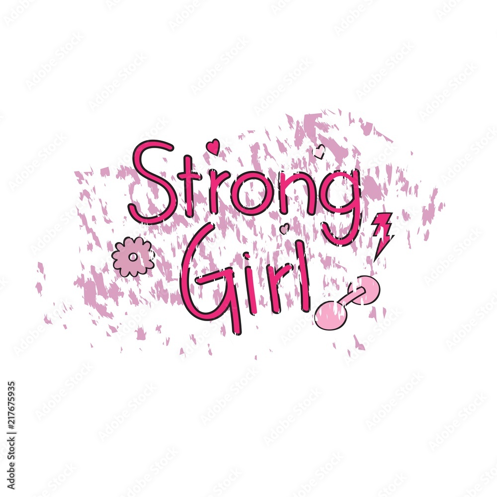 Strong girl for t shirt design, poster, card, healthy life, motivation