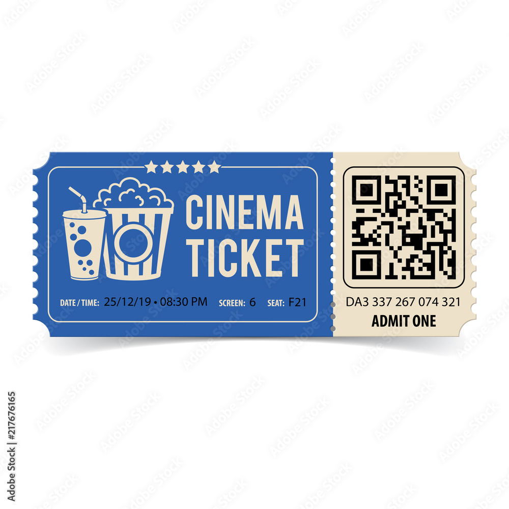 Obraz premium Cinema Ticket with QR Code