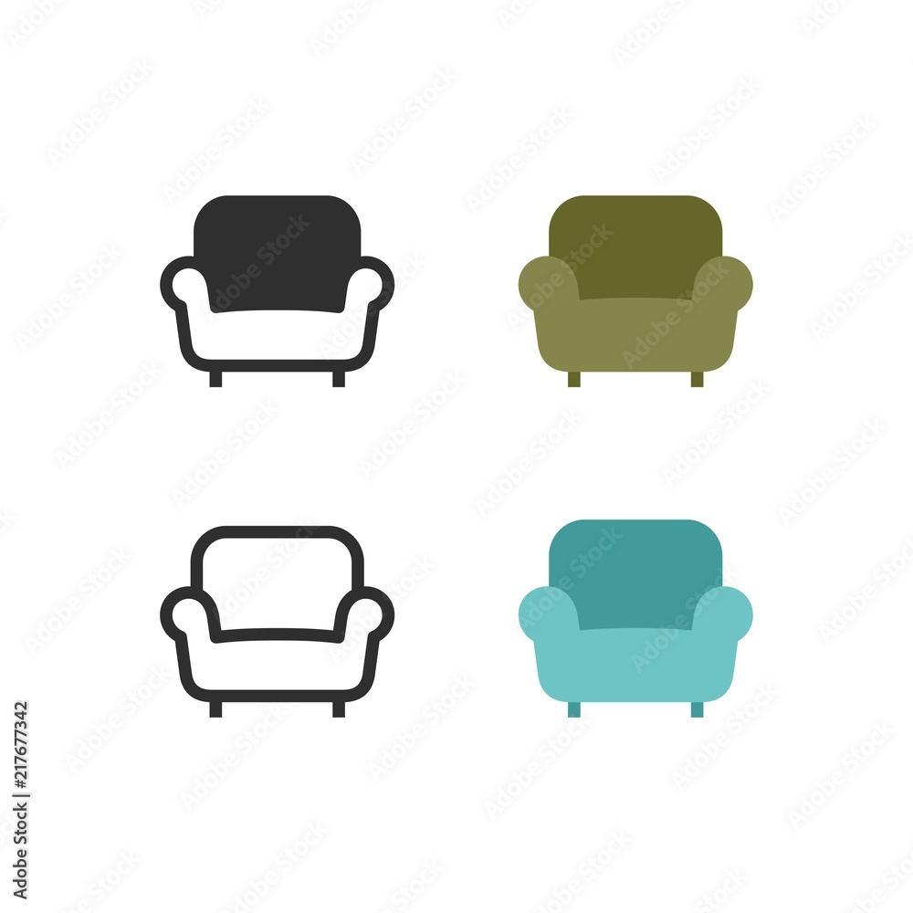 Armchair or sofa icons Armchair or sofa icons