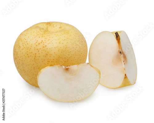 Pears - Asian Pears isolated on white background. Pears an ancient fruit and bearing yellow juicy fruit in spring is delicious fresh.