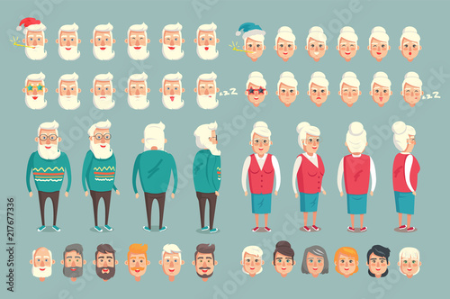 Grandparent Construction Set Vector Illustration