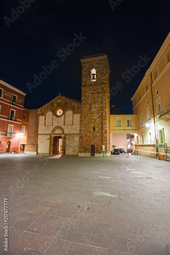 Night view of the medieval church of Iglesias in Sardinia, Italy. © serghi8