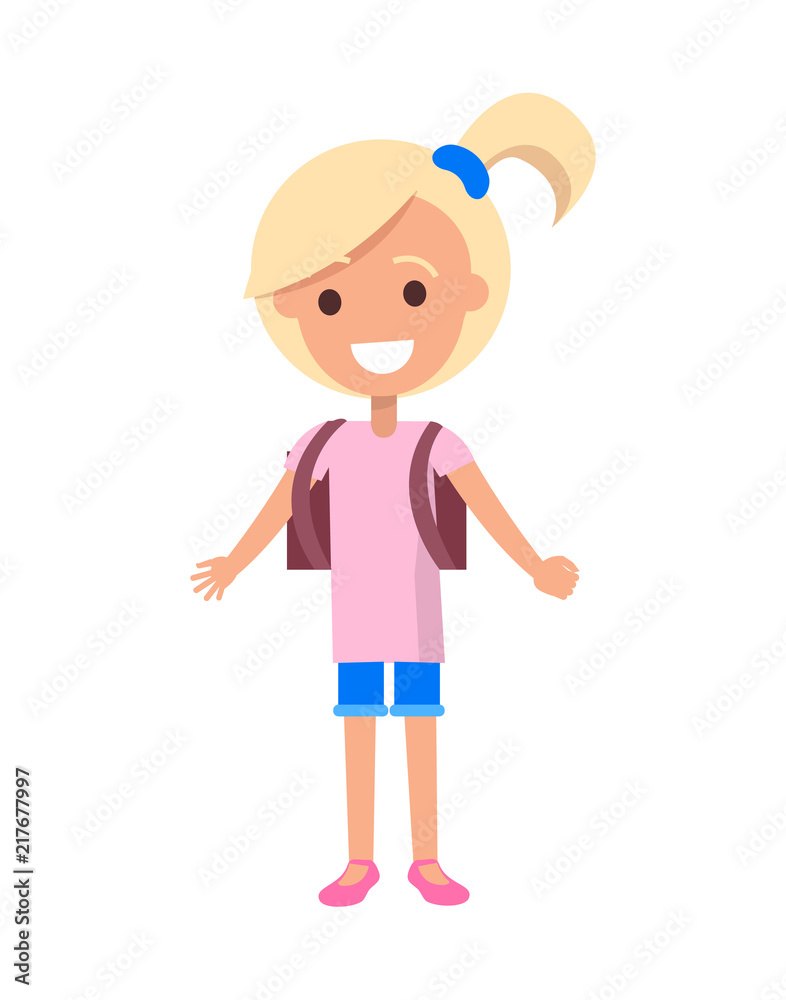 Joyful Blonde Girl Isolated Illustration