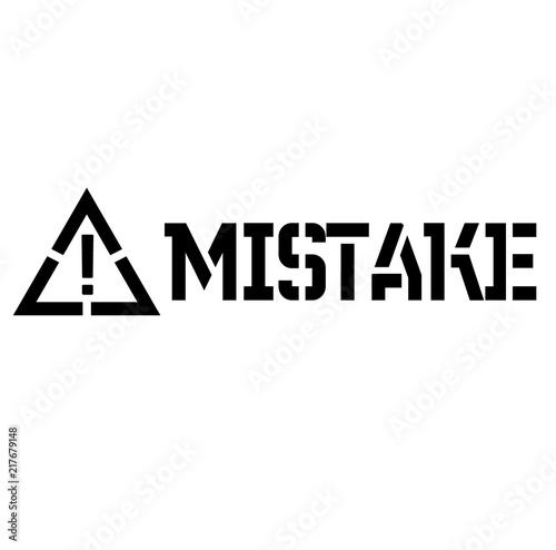 Mistake label on white