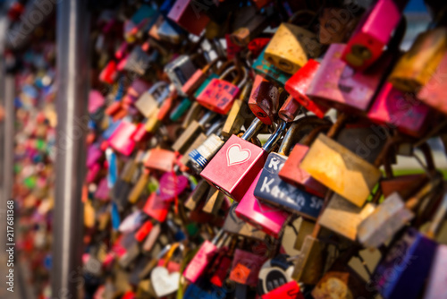 Love locks, on the bridge, detail photo © kovop58