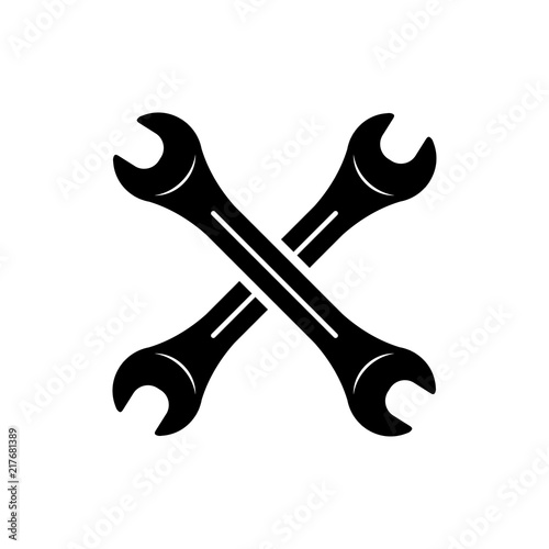 Icono plano llaves cruzadas en color negro