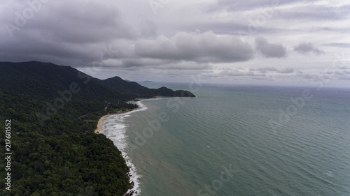Aerial View of Koh Chang, Thailand with trees and water