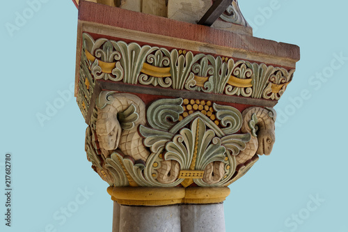 Beautiful, column column with architectural details. Historic column or pillar in architecture and structural engineering is a structural element.