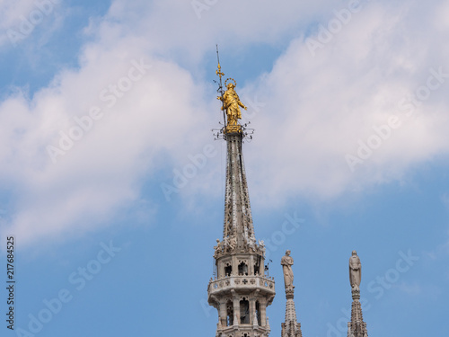 Milan, Italy - June 2018 : Famous Milan Cathedral (Duomo di Milano), view of the architecture details