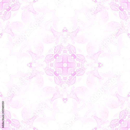 Pink seamless pattern. Amusing delicate soap bubbles. Lace hand drawn textile ornament. Kaleidoscope