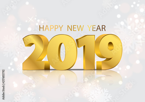 lights bokeh background with party 2019. Happy New Year concept..