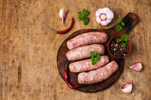 Thick meat sausages