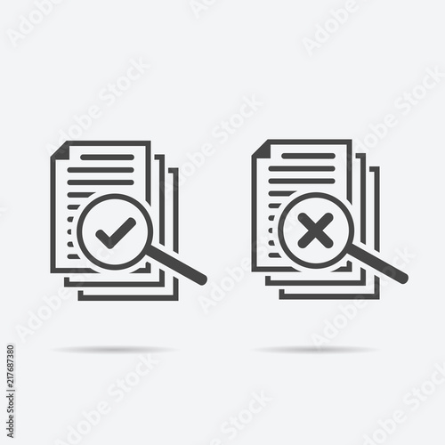 magnifying glass like check assess. scrutiny plan, verify service critique process and annual examination concept. flat style icon flat style isolated on background.