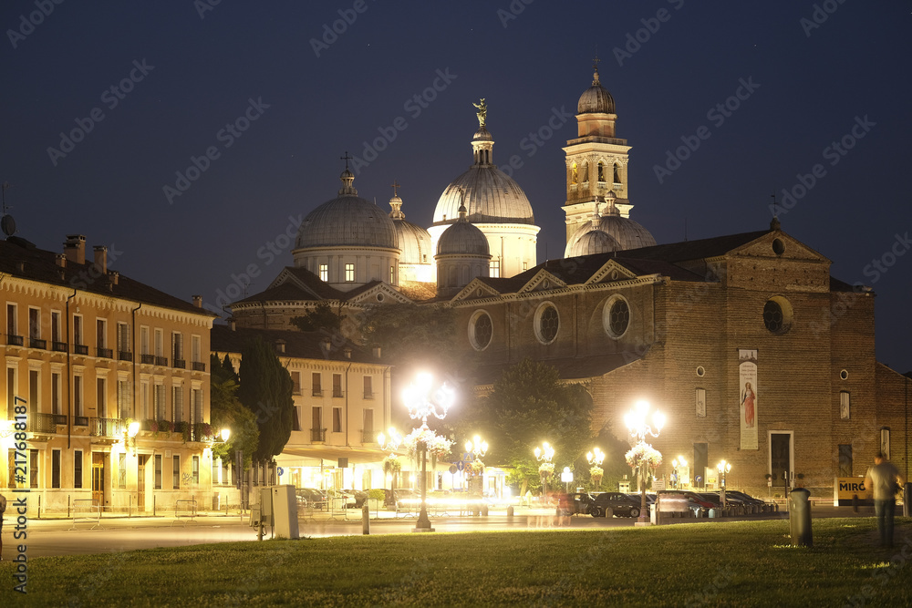 Padova, Italy - July, 17, 2018: center of Padova, Italy, at night