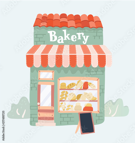 Bakery shop front view. 
