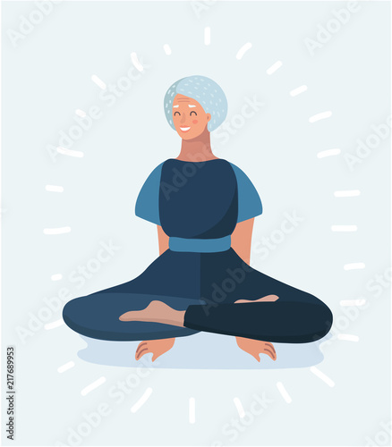 Senior woman meditating and exercising 