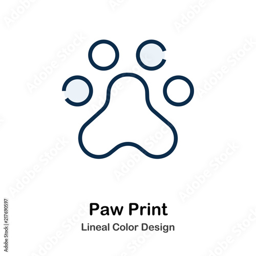 Paw Print Line Color Icon
