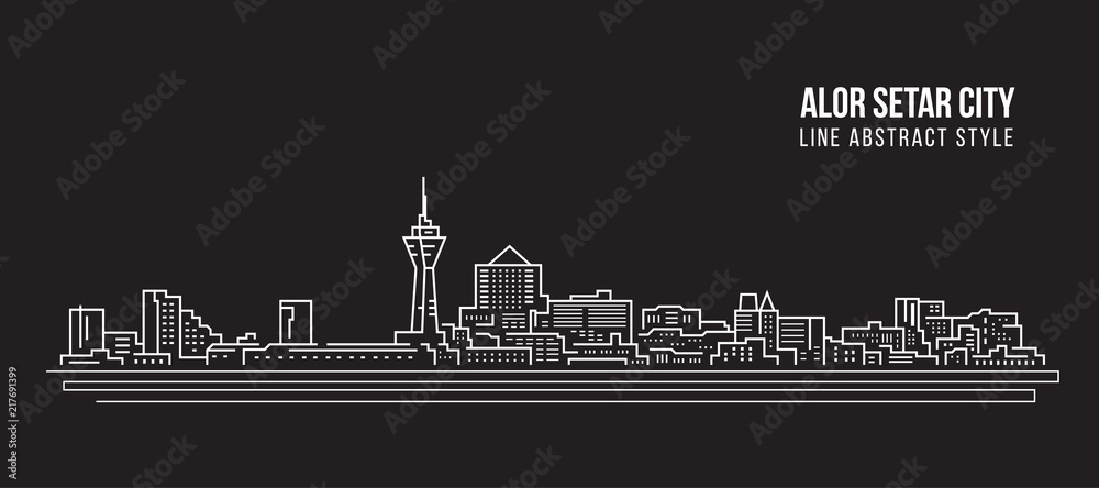 Cityscape Building Line art Vector Illustration design - Alor setar city
