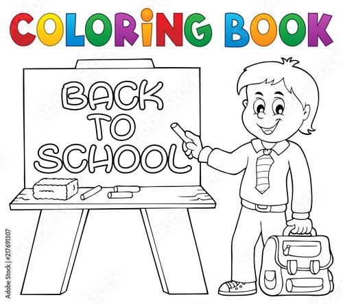 Coloring book happy pupil boy theme 5